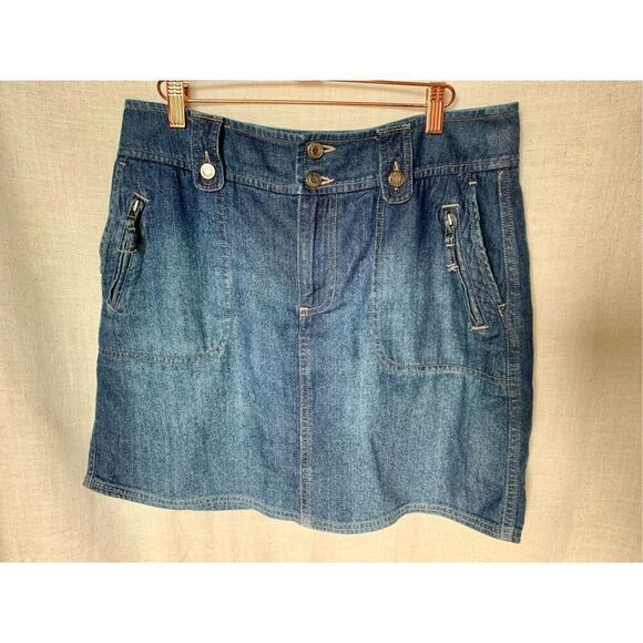 Fall Jean Denim Cotton Skirt Size 10  Utility Pockets Casual Sonoma - Picture 1 of 13